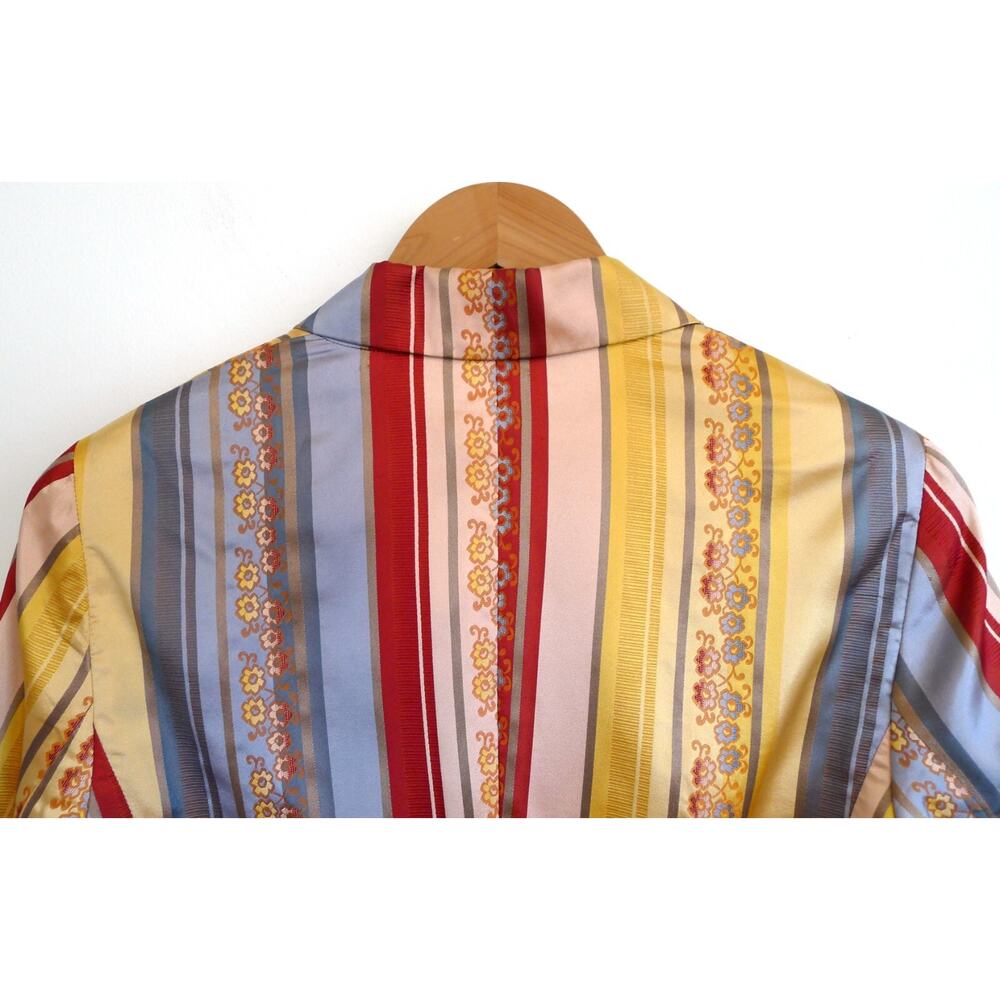 ESCADA SPORT Silk Satin Floral Stripe 2-Button Jacket Blazer YOOX 36 6 $1850 - Picture 9 of 14